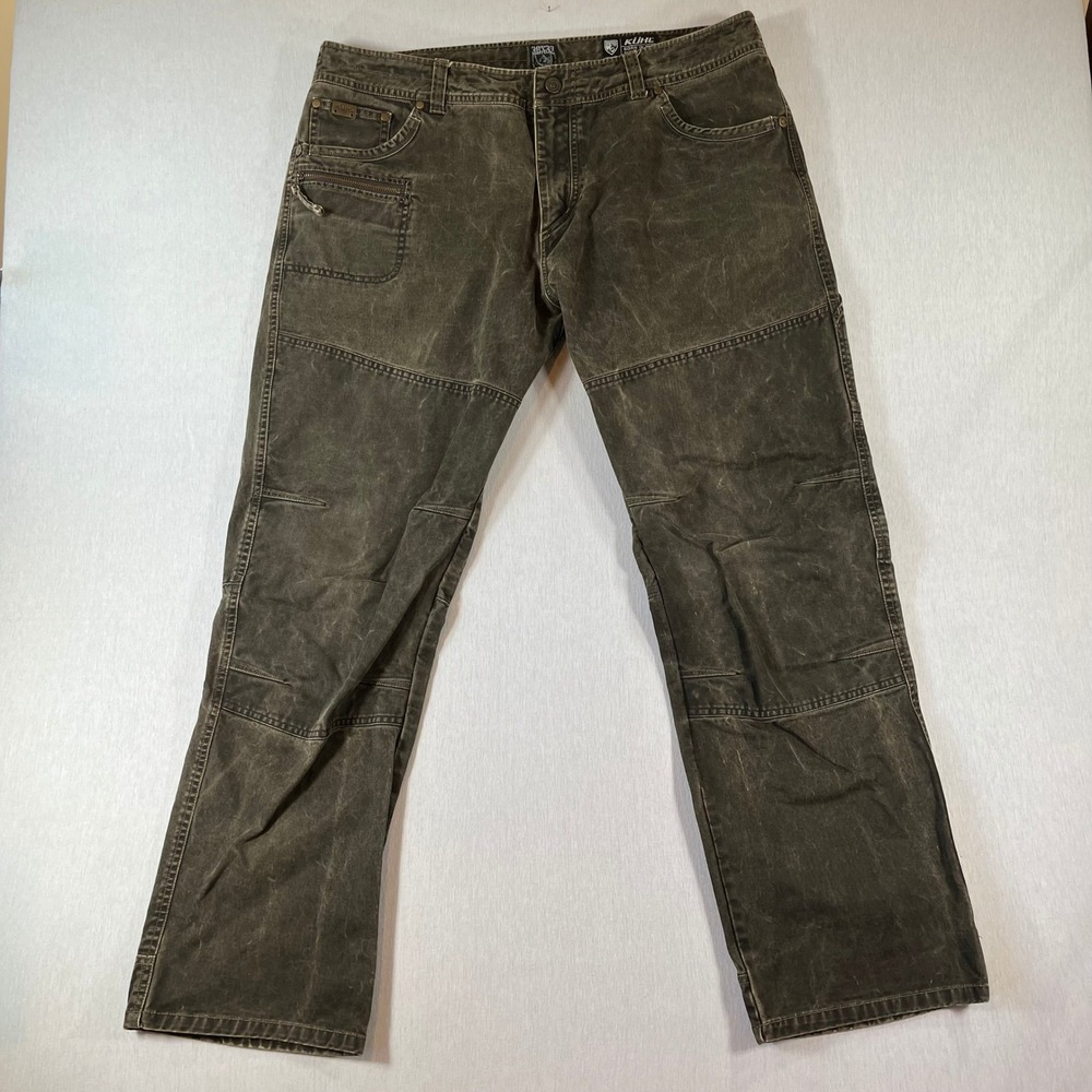 Kuhl Rebel Runner Pants Men 38x32 Charcoal Vintage Patina Dye Articulated Knee